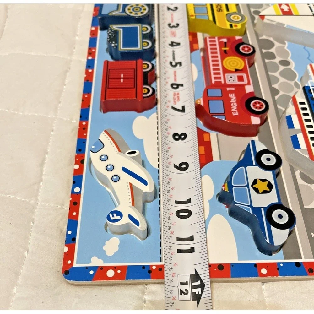Melissa And Doug Fresh Start Wooden‎ Vehicles Chunky Complete 9 Piece Puzzle